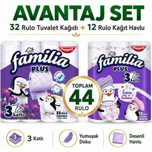Familia Avantaj Set Plus Tuvalet Kağıdı 32 Li Rulo Sihirli Çiçekler + 12 Li Rulo Havlu Love My