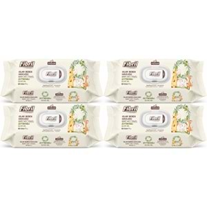 Fibril Islak Havlu Bebek Mendil 90 Yaprak Zeytinyağlı Plastik Kapaklı (4 Lü Set) 360 Yaprak