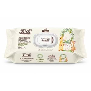 Fibril Islak Havlu Bebek Mendil 90 Yaprak Zeytinyağlı Plastik Kapaklı (48 Li Set) 4320 Yaprak