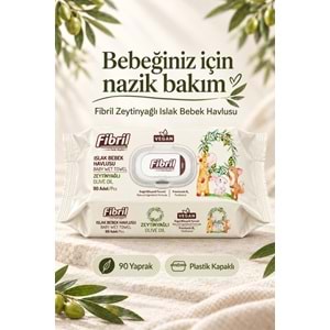 Fibril Islak Havlu Bebek Mendil 90 Yaprak Zeytinyağlı Plastik Kapaklı (48 Li Set) 4320 Yaprak