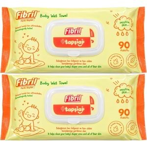 Fibril Islak Havlu Mendil 90 Yaprak Bebek Plastik Kapaklı (2 Li Set) 180 Yaprak