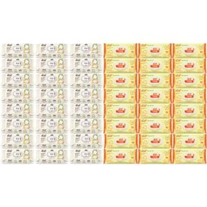 Fibril Islak Havlu Bebek Mendil 90 Yaprak Zeytinyağlı & Bebek (Karma 48 Li Set) 4320 Yaprak