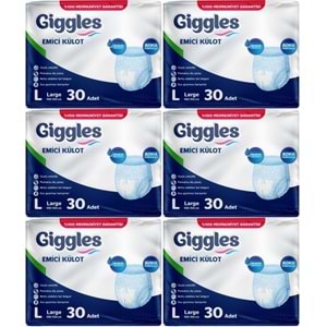 Giggles Yetişkin Bezi Emici Külot L-Büyük 180 Adet (6PK*30)