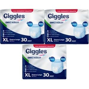 Giggles Yetişkin Bezi Emici Külot Ekstra Büyük (XL) 90 Adet (3PK*30)