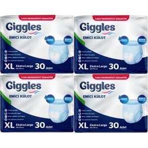 Giggles Yetişkin Bezi Emici Külot Ekstra Büyük (XL) 120 Adet (4PK*30)