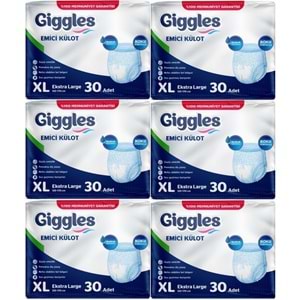 Giggles Yetişkin Bezi Emici Külot Ekstra Büyük (XL) 180 Adet (6PK*30)