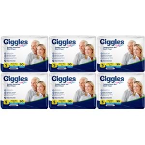 Giggles Yetişkin Bezi Bel Bantlı Tekstil Yüzey Küçük - Small (S) 180 Adet (6PK*30)