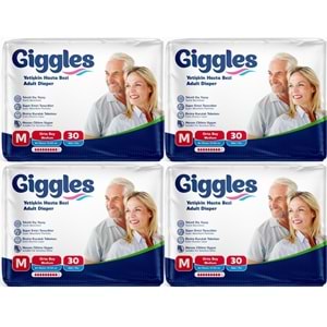 Giggles Yetişkin Bezi Bel Bantlı Tekstil Yüzey Orta - Medium (M) 120 Adet (4PK*30)