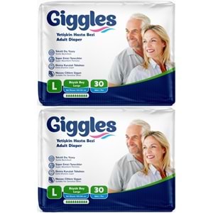 Giggles Yetişkin Bezi Bel Bantlı Tekstil Yüzey Büyük - Large (L) 60 Adet (2PK*30)