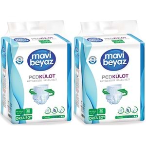 Mavi Beyaz Ped Emici Külot Yetişkin Bezi Medium Orta 60 Adet