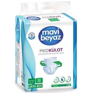 Mavi Beyaz Ped Emici Külot Yetişkin Bezi Medium Orta 180 Adet