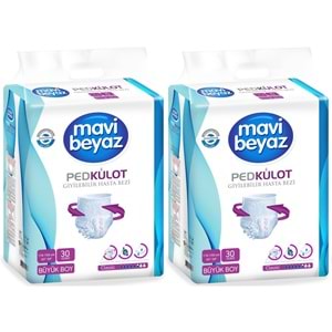 Mavi Beyaz Ped Emici Külot Yetişkin Bezi L - Large - Büyük 60 Adet