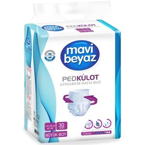 Mavi Beyaz Ped Emici Külot Yetişkin Bezi L - Large - Büyük 180 Adet