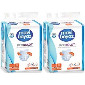Mavi Beyaz Ped Emici Külot Yetişkin Bezi XL - Extra Large - Ekstra Büyük 60 Adet