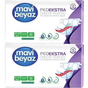 Mavi Beyaz Ped Ekstra Tekstil Yüzeyli Bel Bantlı Yetişkin Bezi L - Large - Büyük 60 Adet