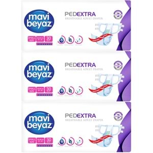 Mavi Beyaz Ped Ekstra Tekstil Yüzeyli Yetişkin Bel Bantlı Yetişkin Bezi Small Küçük 90 Adet