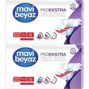 Mavi Beyaz Ped Ekstra Tekstil Yüzeyli Yetişkin Bel Bantlı Yetişkin Bezi XL Ekstra Büyük 60 Adet