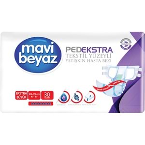 Mavi Beyaz Ped Ekstra Tekstil Yüzeyli Bel Bantlı Yetişkin Bezi XL -Extra Large -Ekstra Büyük 60 Adet