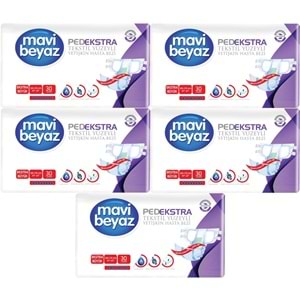 Mavi Beyaz Ped Ekstra Tekstil Yüzeyli Yetişkin Bel Bantlı Yetişkin Bezi XL Ekstra Büyük 150 Adet