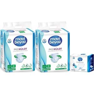 Mavi Beyaz Ped Emici Külot Yetişkin Bezi M - Medium Orta 60 Adet + Yatak Koruyucu Örtü 60*90CM 30 Adet