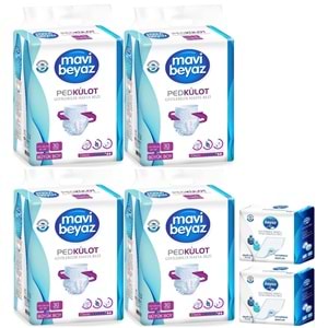 Mavi Beyaz Ped Emici Külot Yetişkin Bezi L -Large Büyük 120 Adet +Yatak Koruyucu Örtü 60x90CM 60 Adt