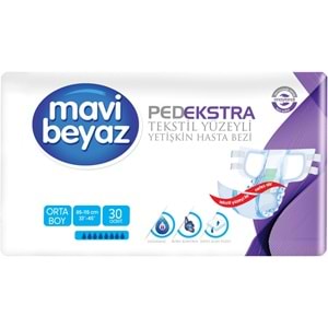 Mavi Beyaz Ped Ekstra Tekstil Yüzeyli Bel Bantlı Yetişkin Bezi M 30 Adet+ Yatak Korucu + Havlu
