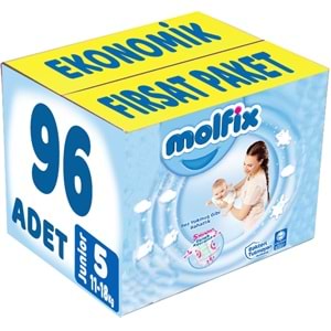 Molfix Bebek Bezi 5 Beden 11-18 KG Junior 96 Adet Ekonomik Fırsat Pk