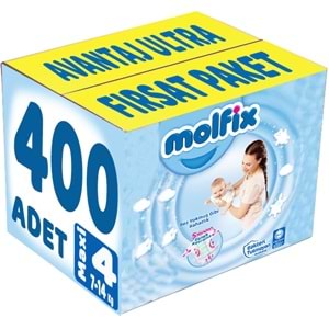 Molfix Bebek Bezi 4 Beden 7-14 KG Maxi 400 Adet Avantaj Ultra Fırsat Pk