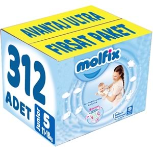 Molfix Bebek Bezi 5 Beden 11-18 KG Junior 312 Adet Avantaj Ultra Fırsat Pk