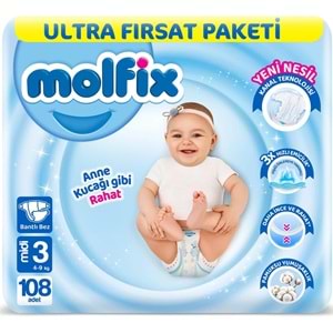 Molfix Bebek Bezi 3 Beden 4-9 KG Midi 432 Adet Avantaj Ultra Fırsat Pk