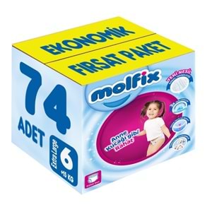 Molfix Külot Bebek Bezi 6 Beden 15+ KG Extra Large 74 Adet Ekonomik Fırsat Pk