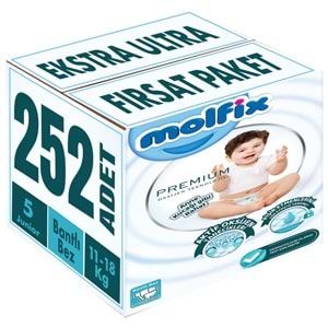 Molfix Premium Bebek Bezi 5 Beden 11-18 KG Junior 252 Adet Ekstra Ultra Fırsat Pk