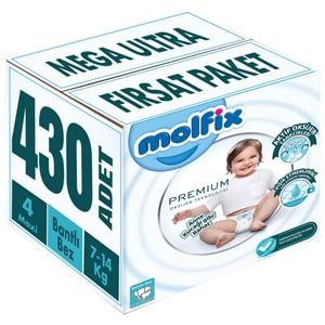 Molfix Premium Bebek Bezi 4 Beden 7-14 KG Maxi 430 Adet MeGa Ultra Fırsat Pk