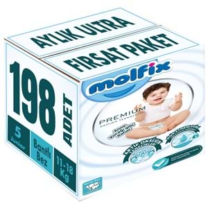 Molfix Premium Bebek Bezi 5 Beden 11-18 KG Junior 198 Adet Aylık Ultra Fırsat Pk