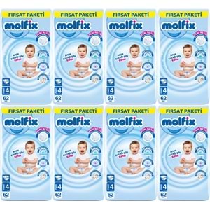 Molfix Bebek Bezi 4 Beden 7-14 KG Maxi 496 Adet Dev Ekonomik Fırsat Pk