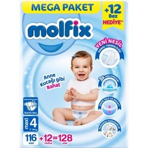 Molfix Bebek Bezi 4 Beden 7-14 KG Maxi 384 Adet Mega Aylık Fırsat Pk