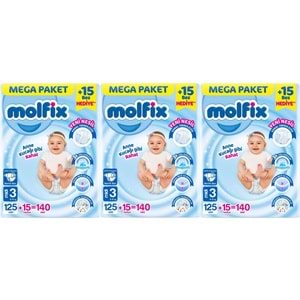 Molfix Bebek Bezi 3 Beden 4-9 KG Midi 420 Adet Mega Aylık Fırsat Pk