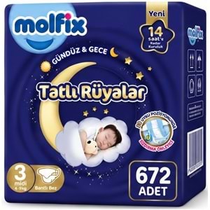 Molfix Tatlı Rüyalar Bebek Bezi 3 Beden 4-9 KG Midi 672 Adet Dev Ekonomik Fırsat Pk