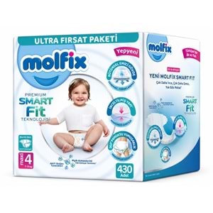 Molfix Premium Smart Fit Bebek Bezi 4 Beden 7-14 KG Maxi 430 Adet Mega Ultra Fırsat Pk