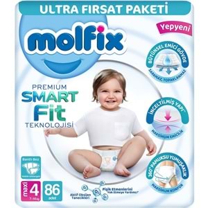 Molfix Premium Smart Fit Bebek Bezi 4 Beden 7-14 KG Maxi 516 Adet Ekstra Ultra Fırsat Pk