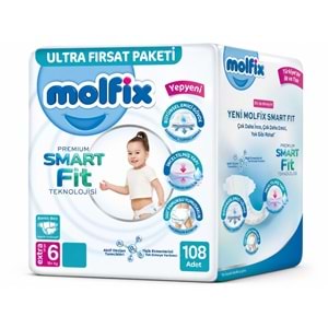 Molfix Premium Smart Fit Bebek Bezi 6 Beden 15+ KG Extra Large 108 Adet Ekonomik Ultra Fırsat Pk