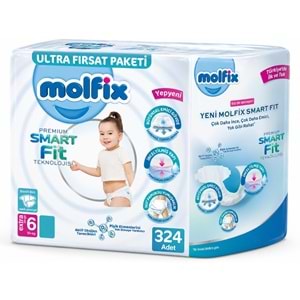Molfix Premium Smart Fit Bebek Bezi 6 Beden 15+ KG Extra Large 324 Adet Ekstra Ultra Fırsat Pk
