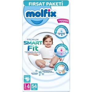 Molfix Premium Smart Fit Bebek Bezi 4 Beden 7-14 KG Maxi 162 Adet Aylık Fırsat Pk