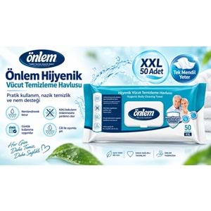 Önlem Hijyenik Vücut Temizleme Islak Mendil Havlu 250 Yaprak (Ebat XXL) (5PK*50)