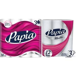 Papia Tuvalet Kağıdı (3 Katlı) 32 Li Pk + 12 Li Paket Kağıt Havlu Klasik (3 Katlı)