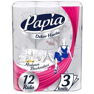 Papia Tuvalet Kağıdı (3 Katlı) 32 Li Pk Egzotik Parfümlü + 12 Li Paket Kağıt Havlu Decor Desenli
