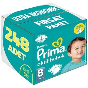 Prima Bebek Bezi 8 Beden 17+ KG XXXLarge 248 Adet Ultra Ekonomik Fırsat Pk