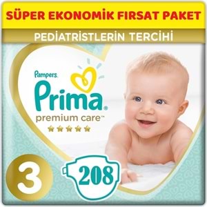 Prima Premium Care Bebek Bezi 3 Beden 6-10 KG Midi 208 Adet Süper Ekonomik Fırsat Pk