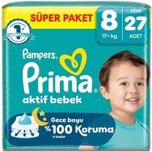Prima Bebek Bezi 8 Beden 17+ KG XXX Large 108 Adet Süper Aylık Pk