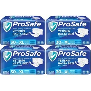 Prosafe Yetişkin Bezi Bel Bantlı Tekstil Yüzey XL-Extra Large Boy 120 Adet (4PK*30)